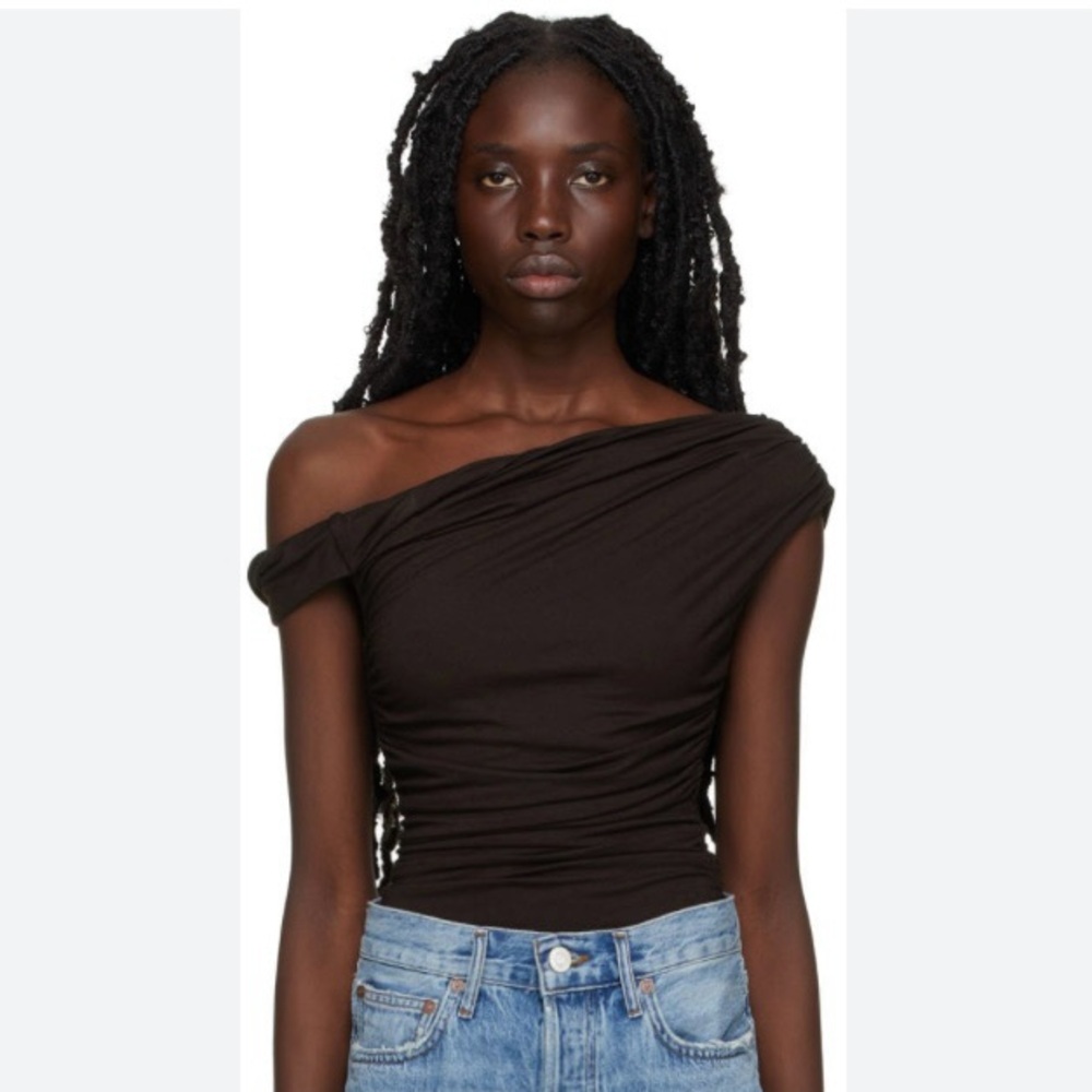 Agolde Black Off-Shoulder Bodysuit